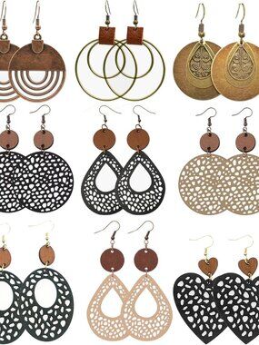 12 Pairs Teardrop Druse Crystal Drop Dangle Earrings for Women Cubic Zirconia Hu